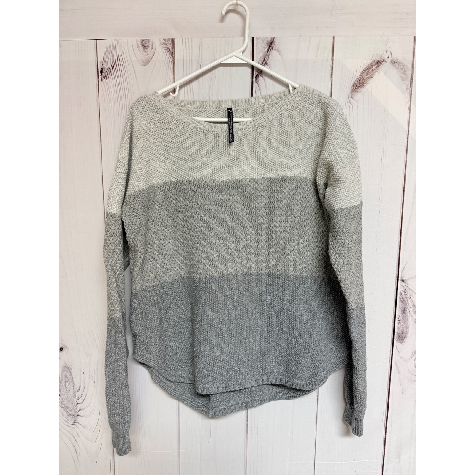 Khl Women's Bella Stripe Sweater Xl Beige Gray Wool Blend Euc